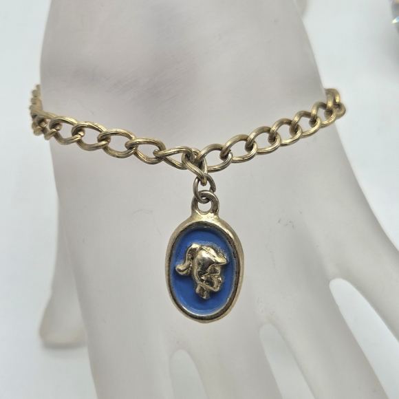 Barbie Jewelry - vintage barbie charm bracelet mattel 1963 costume gold tone blue enameled 7in